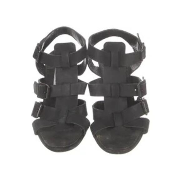 Manolo Blahnik Leather Gladiator Sandals Stiletto Heels Black 40.5 Multistrap - Picture 3 of 14